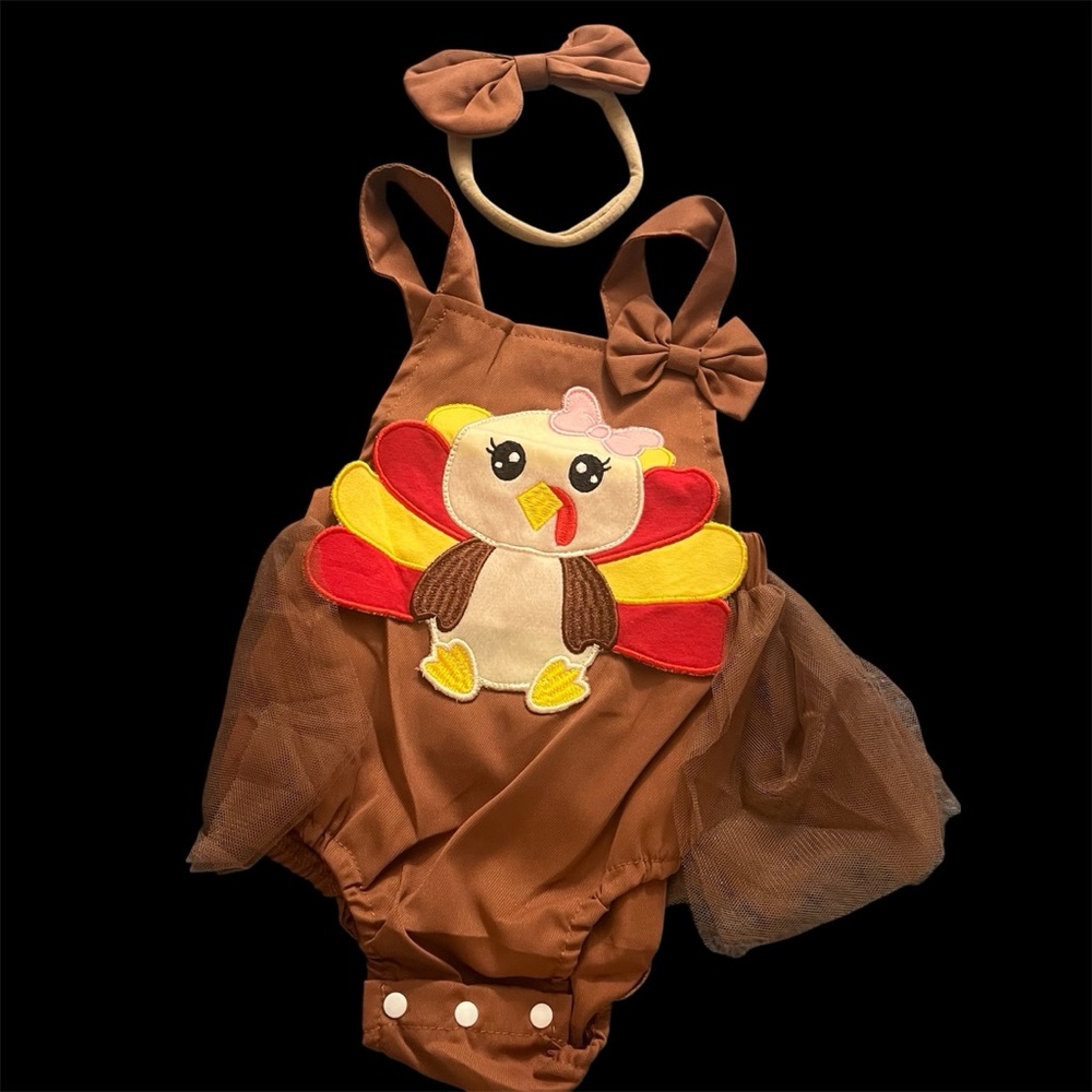 Adorable Girl Brown Turkey Costume New in Bag size 6-12m